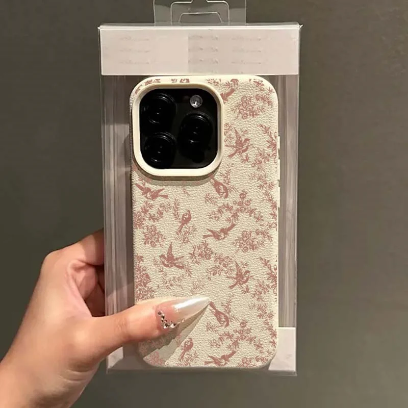 Elegant Pink Birds Floral Pattern TPU Phone Case - Soft Protective Cover
