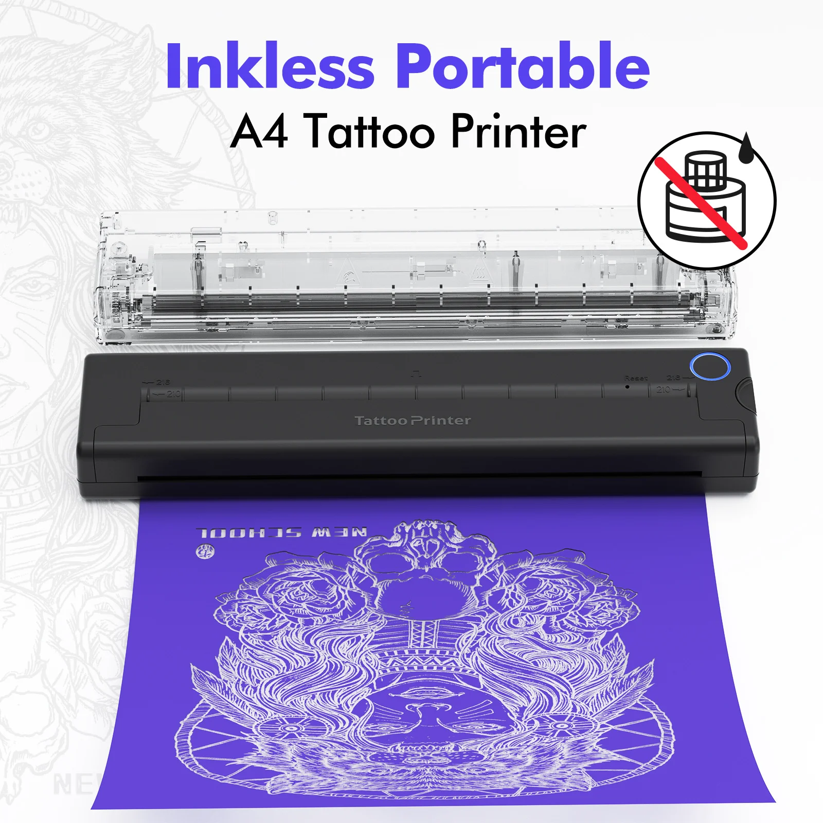 A4 Tattoo Stencil Printer Thermal Tattoo Printer with Transfer Paper Wireless Bluetooth Mini Portable Printer DIY Artist