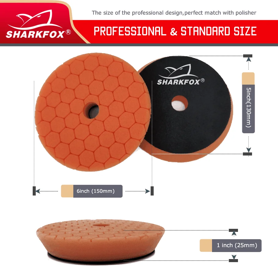 Sharkfox 3/5/6inch Car Polishing Disc Buffing Polishing Pads Self-Adhesive Buffing Waxing Germany Foam Polishing Pad For DA/RO 4
