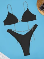 Sexy Chain Bikini Crystal Diamond Swimwear WoSwimsuit Solid Bikini Set Bathing Suit Summer Beach Wear Bather