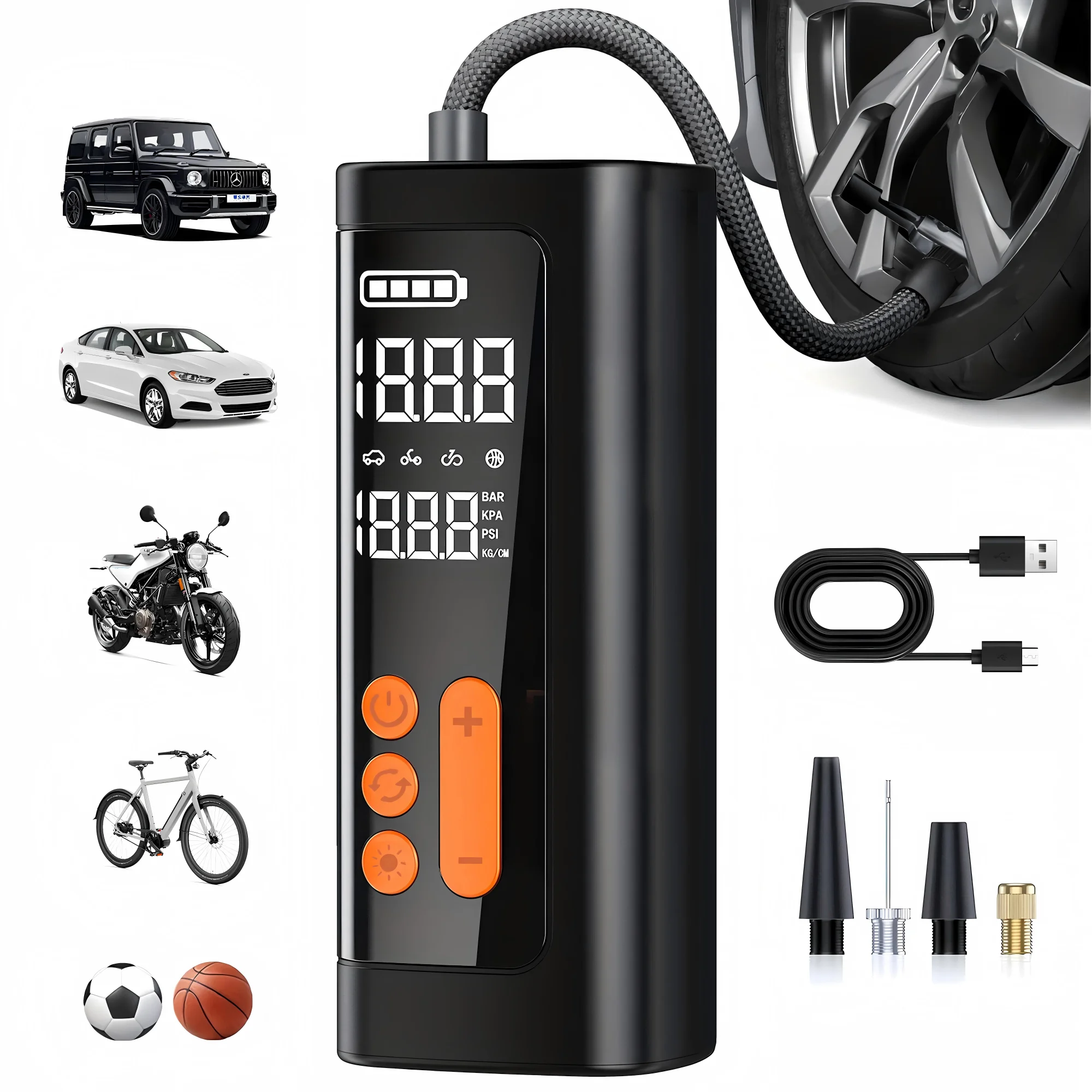 2025 Tire Inflator Portable Air Pump for Car Bicycle 150PSI Air Compressor Wireless 12V Electric