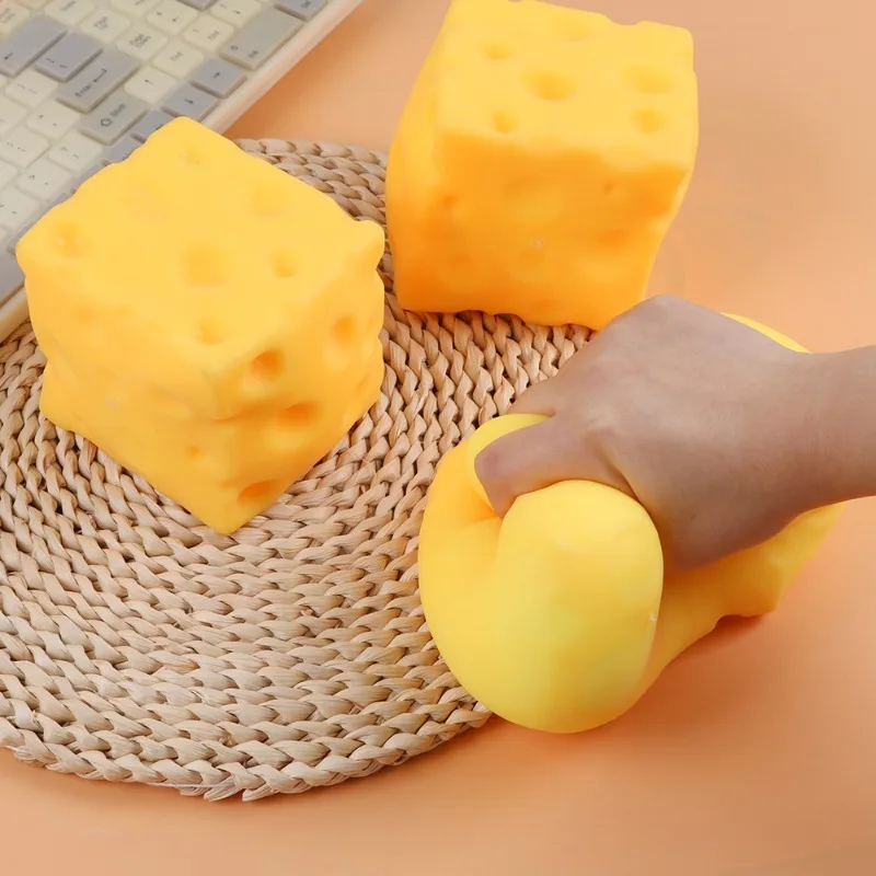Giant Cube Cheese Squeeze Toy Simulation Extra Large Size Cheese Fidget Toy Slow Rebound Shapeable Venting Ball for Adult Gifts 3