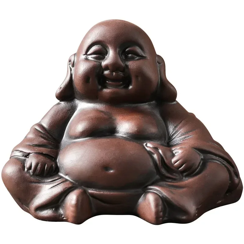 1Pc Yixing Purple Clay Tea Pet Character Buddha Statue Ornaments Handmade Tea Figurine Boutique Set Decoration tea pet ornaments