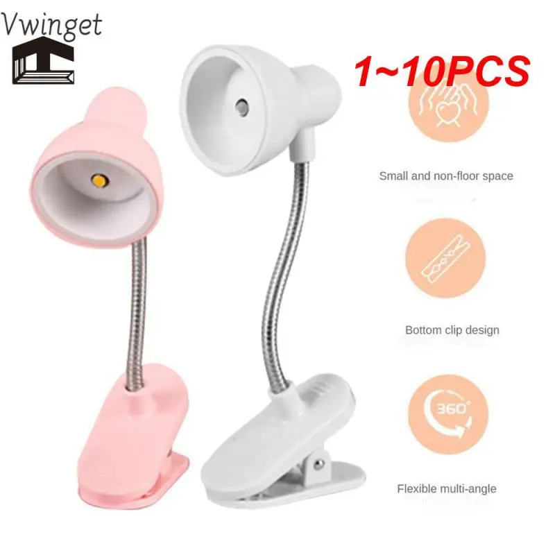 

1~10PCS Cute Mini Lamp to Read Book Eye Protection Rotatable Reading Lamp with Clamp Reading Lights for Books Desk Table Bedroom