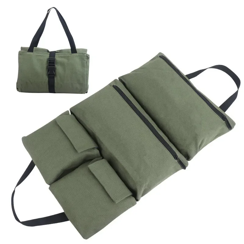 Large Capacity Canvas Portable Vehicle Maintenance Tool Wrench Screwdriver Storage Bag Hasp Folding Handbag Electrician Kit