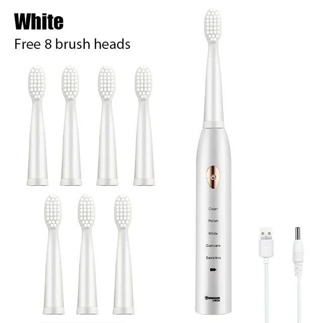 thumbnail image 1 of Cepillo de dientes eléctrico sónico para adultos, temporizador de blanqueamiento, cabello suave, resistente al agua IPX7, modo de 5 velocidades, carga USB, 4 colores, 1 of 5