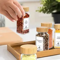 120ml 4oz Glass Spice Jars Transparent Perforated Seasoning Jar with Bamboo wood lid Kitchen Pepper Storage Container 1