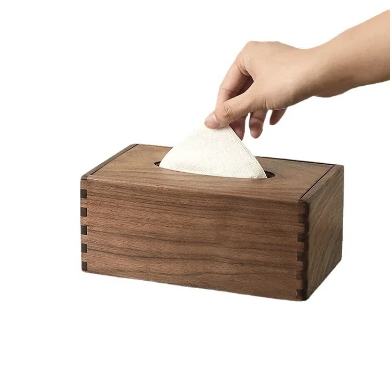 Black Walnut Wooden Drawn Paper Box Multi Functional Solid Wood Tissue Box New Chinese Style Living Room Desktop Storage Box 2