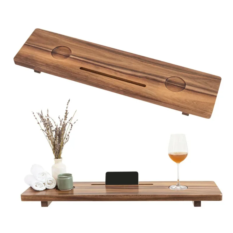 Acacia Wood Tub Frame Home Stay Zen Courtyard Hotel High-grade Bath Rack Multi-functional Bathtub Mobile Phone Placement Board
