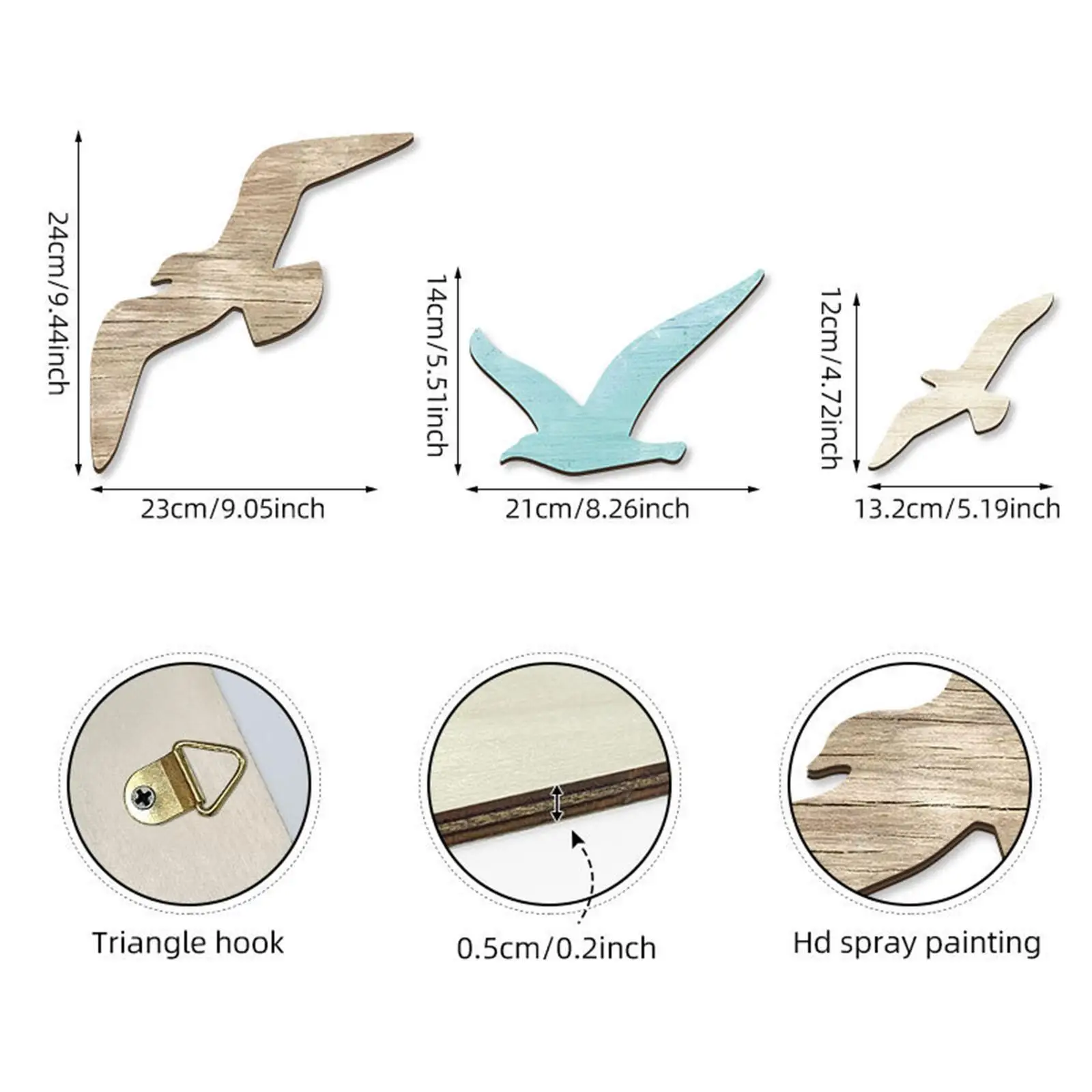 3 Pieces Wooden Seagull Wall Decor Theme Art Beach Themed Home Decoration for Dorm Indoor/Outdoor Background Hallway 3 Pieces Wooden Seagull Wall Decor Theme Art Beach Themed Home Decoration for Dorm Indoor/Outdoor Background Hallway