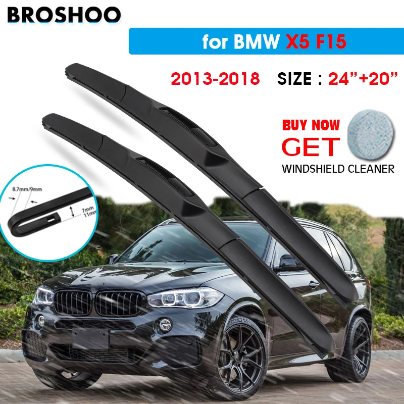 Spazzola Tergicristallo Auto Per Bmw X5 F15 24 "+ 20" 2013-2018 Parabrezza Auto Tergicristalli Finestra Wash Fit U Gancio Braccia