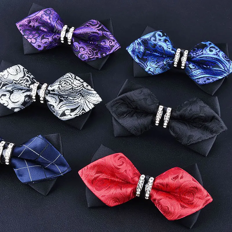 

1Piece Bow Tie Bling Crystal Metal Decoration Sharp Corners Butterfly Knot Men's Accessories Wedding Party Banquet Club Business