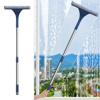 2 in 1 Window Mesh Screen Brush Window Cleaner Magic Broom Wiper Telescopic Long Handle Window Mop Squeegee Wiper Cleaning Tool 1