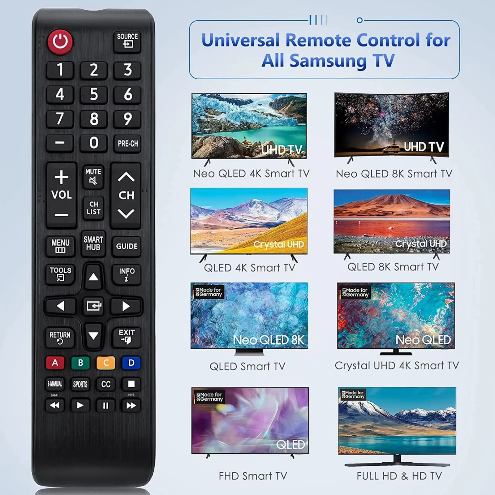 Universal Black Remote Control for LED LCD TV