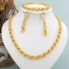 Fashion Copper Chain Dubai Jewelry Set Luxury Earrings Necklace Bracelet Women Punk Arab Jewelry Daily Wear Senior Party Gift