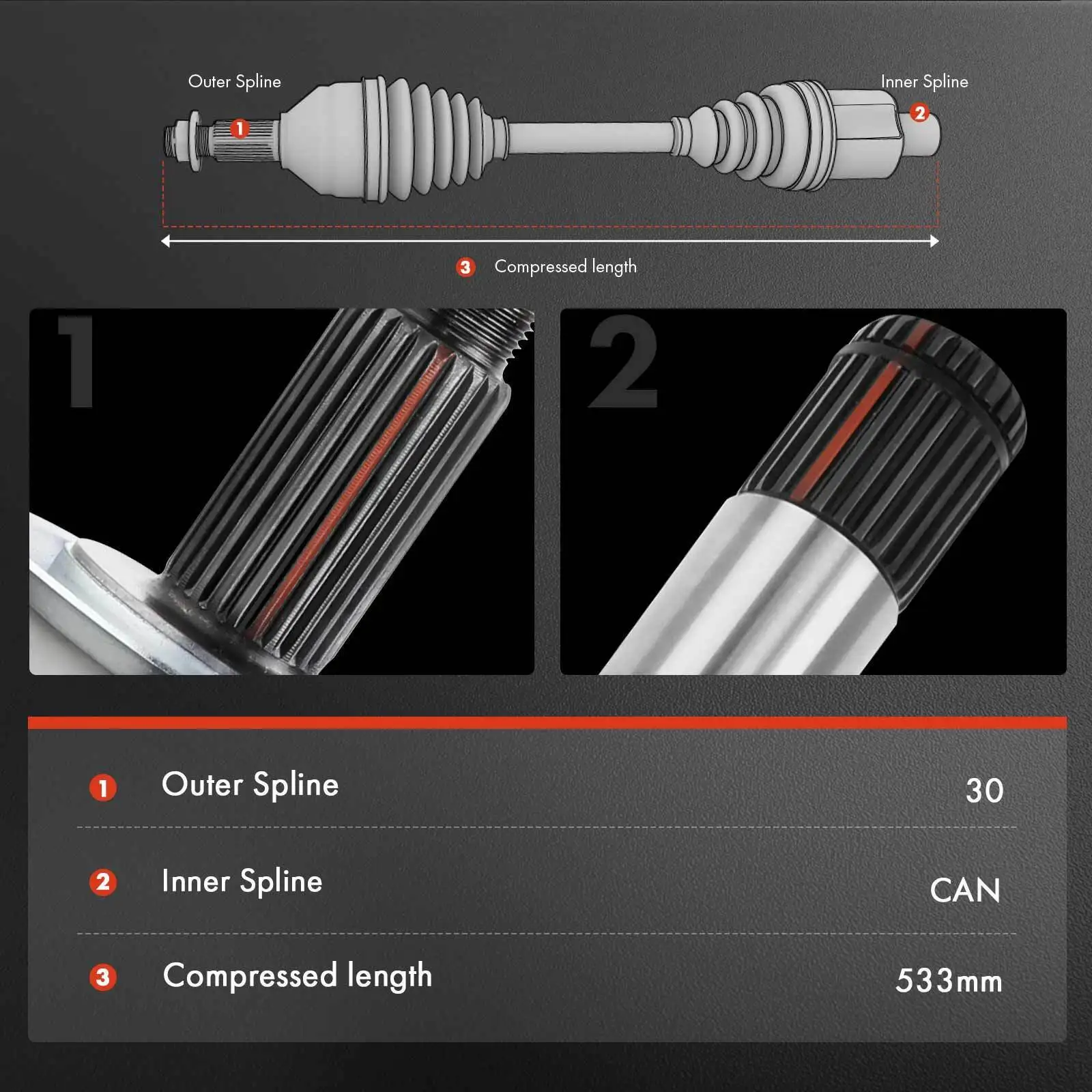 Front Left or Right CV Axle Assembly For Audi A7 Quattro Q7 Volkswagen Porsche 95834903810, 95834903811, 95834903812
