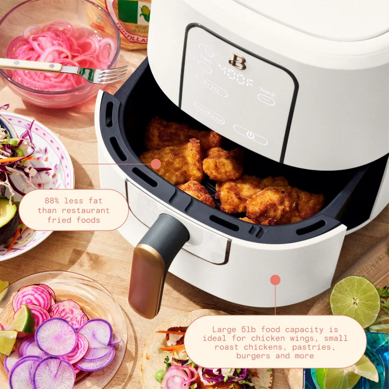 Beautiful 6 Qt Air Fryer with TurboCrisp Technology and Touch-Activated  Display, Black Sesame by Drew Barrymore