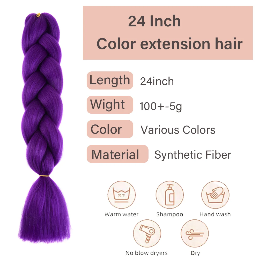 24 Inches DIY Jumbo Braiding Hair Synthetic Hair Extensions Afro Ombre Crochet Braid Hair Wholesale For Women 2