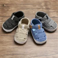 0-24montsh Baby Boys Canvas Shoes Moccasins Child Sandals Boys Summer Sandals Sneakers Infant Boys Solid Black Baby Sandals 2