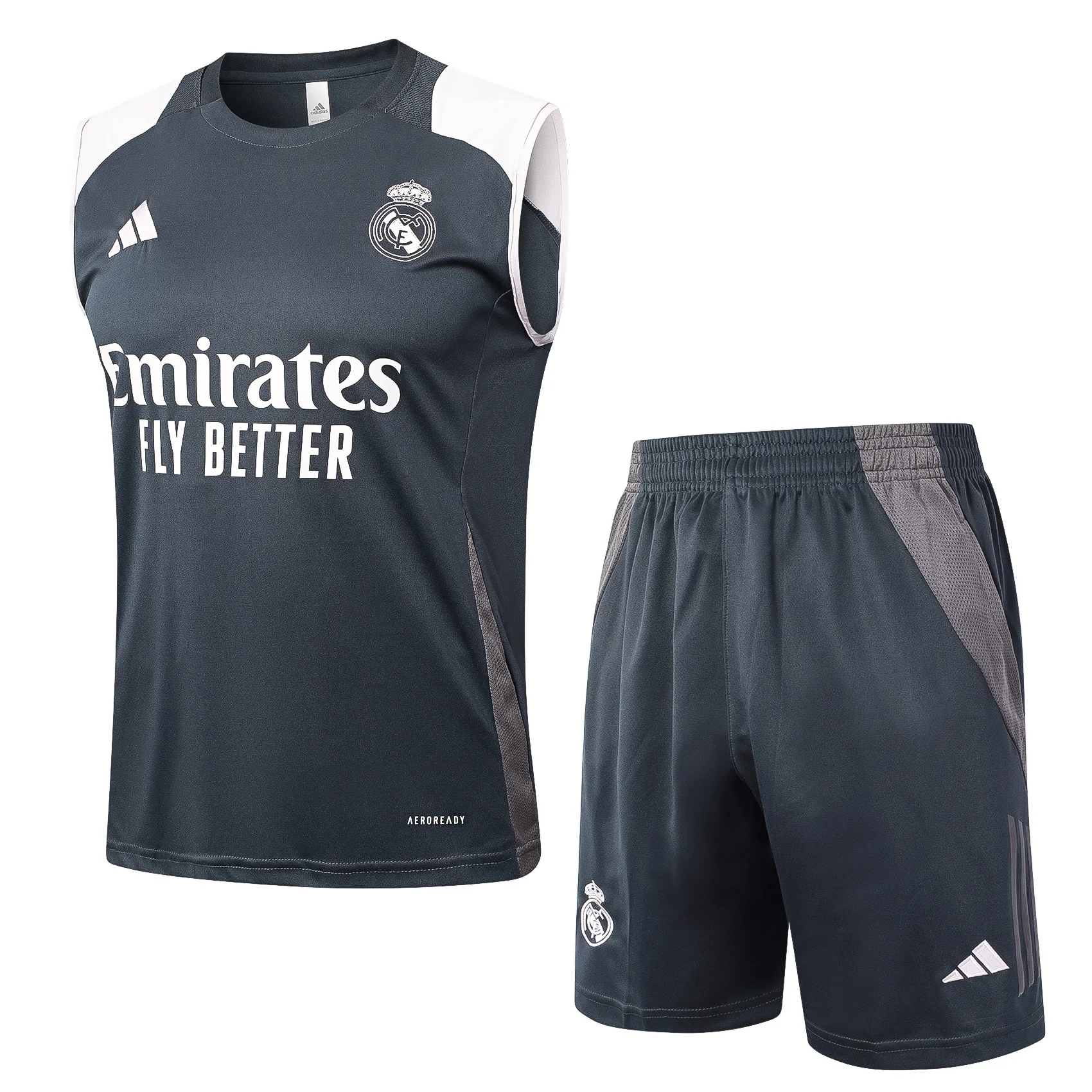 Adidas Football Shoes Sleeveless Jersey Set Men Authentic Breathable Durable Quick-dry Retro Sleeveless Jersey Set Grey