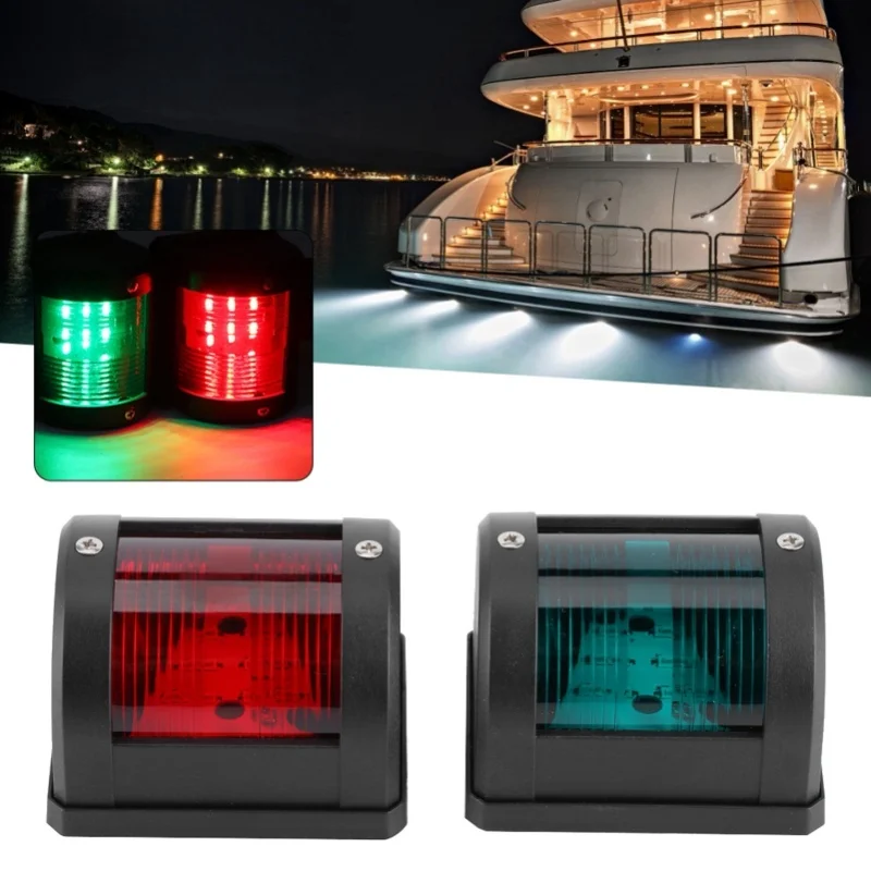 IP66 신호등 한 쌍, 빨간색 녹색 LED 해양 보트 요트용 항해 경고등 12V