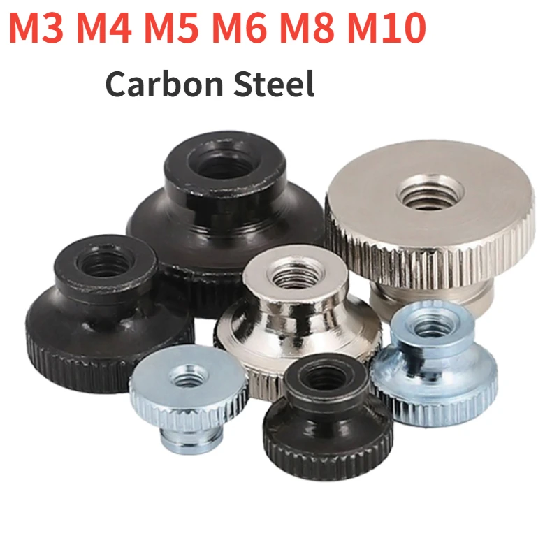 

M3 M4 M5 M6 M8 M10 High Head Knurled Tighten Hand Nut Carbon Steel Handle Thread Mechanical Thumb Clamping Knobs Manual Nuts