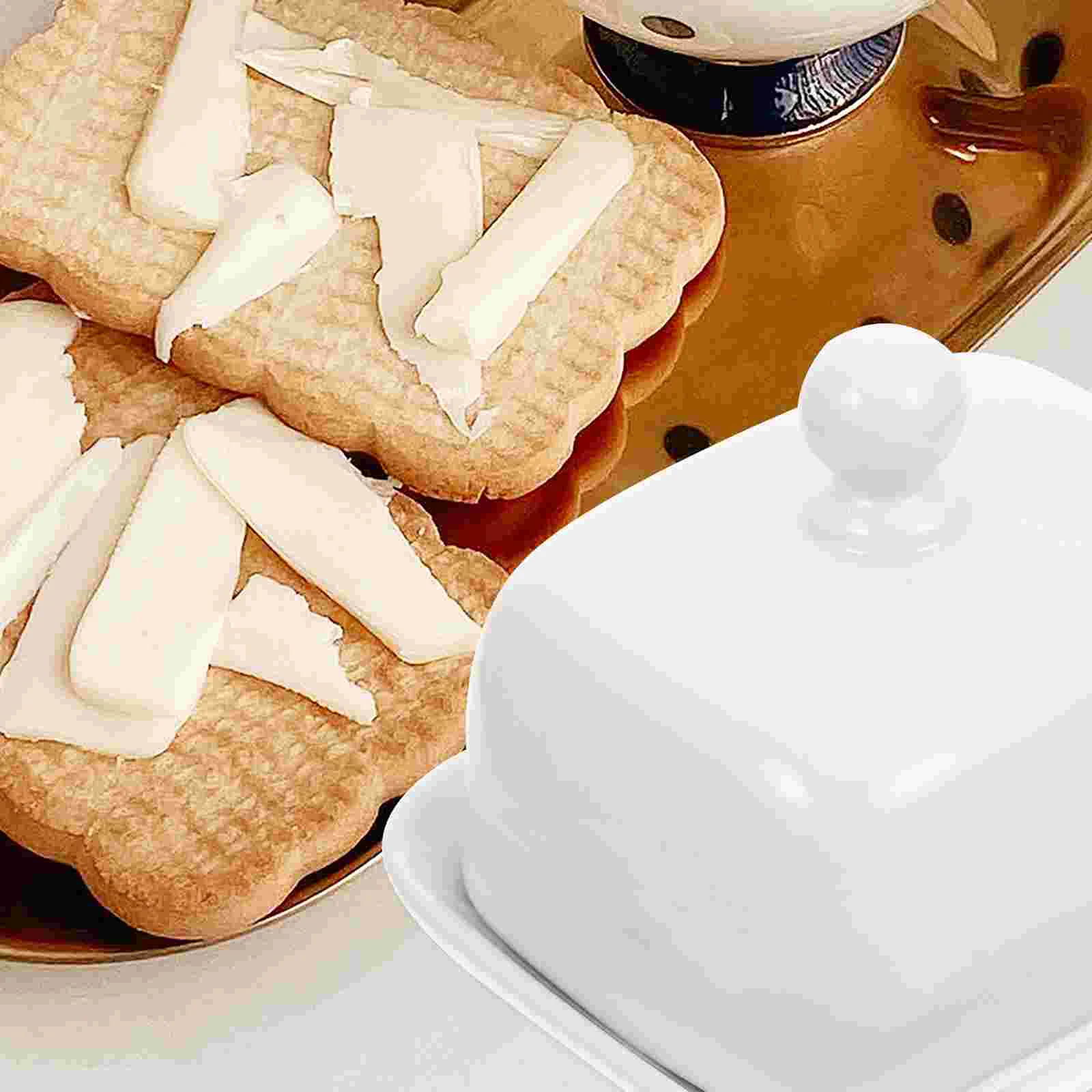 French Butter Dish Ceramic Box Cracker Tray Storage Container Kitchen Supply