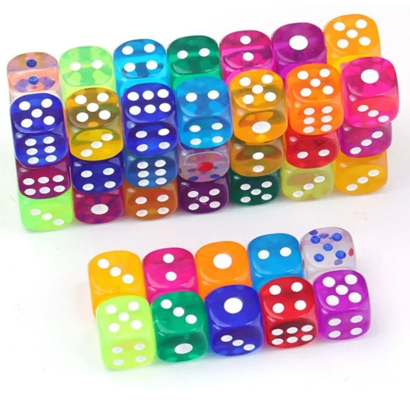 10Pieces/Lot 12mm Transparent Acrylic 6 Sided D6 Point Dice For Club/Party/Family Board Games 10 Colors Clear Round angle Dice game dice dice set acrylic dice