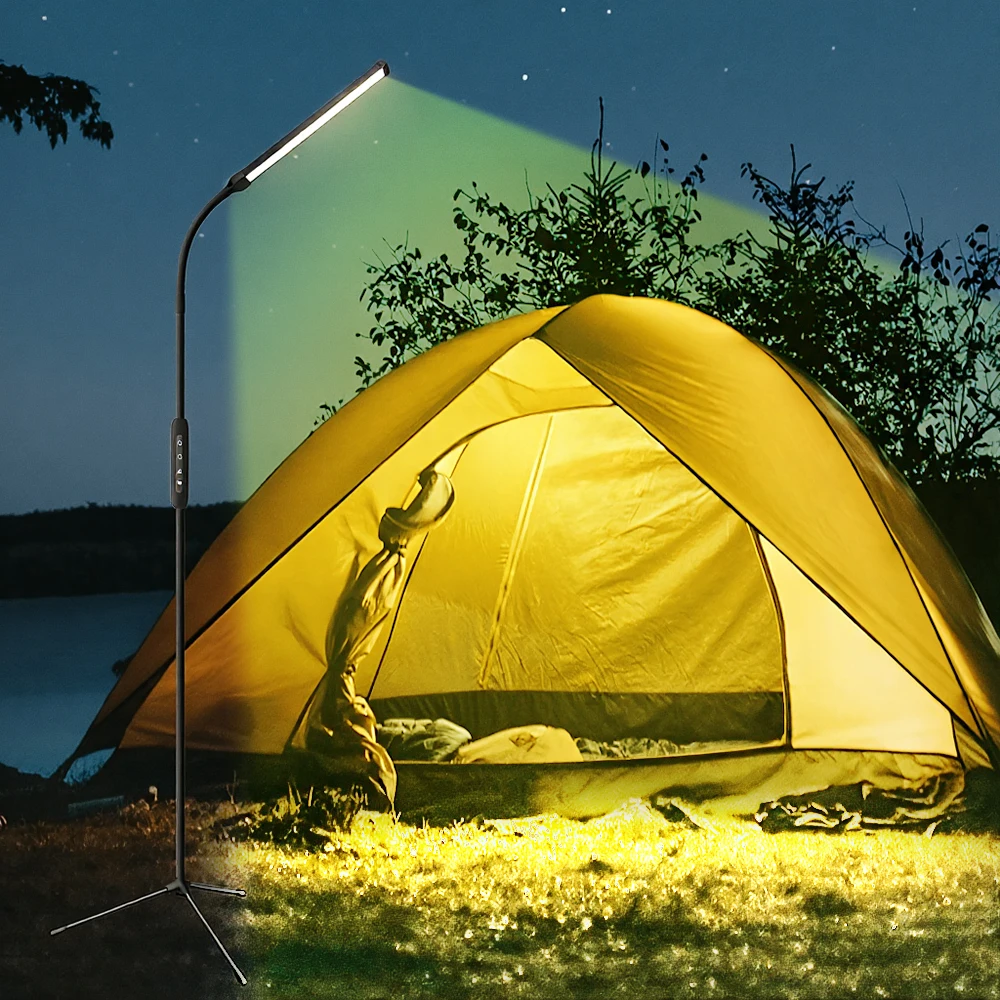 Floor Lamp Outdoor with Timer and Remote, Adjustable Color Temperature & Brightness, Standing Floor Light for Living Room Patios