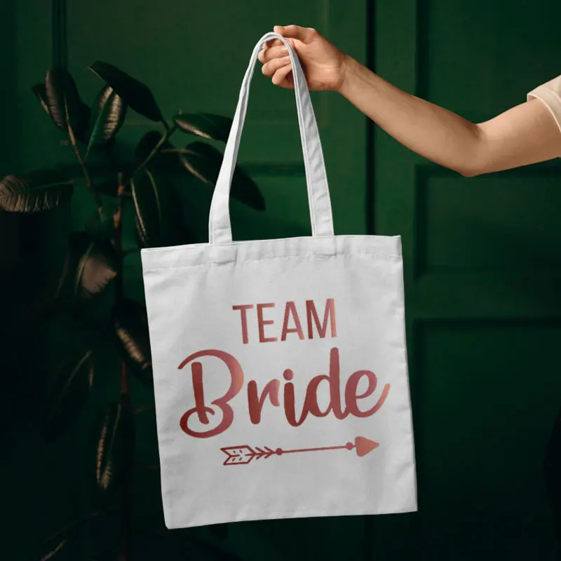 

Холщовая Сумка с принтом Team Bride, повседневная большая женская Экологичная хозяйственная Сумочка, вместительный моющийся тоут