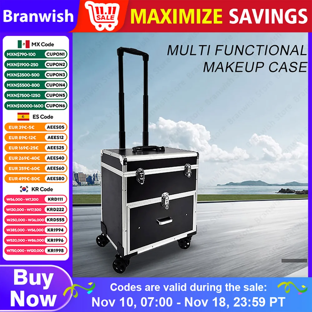 Maleta Trolley Maleta Profesional De Maquillaje Con Ruedas Y Luces LED -  Estación Bluetooth Maletin Maquillaje Niñas, image size:1000x1000