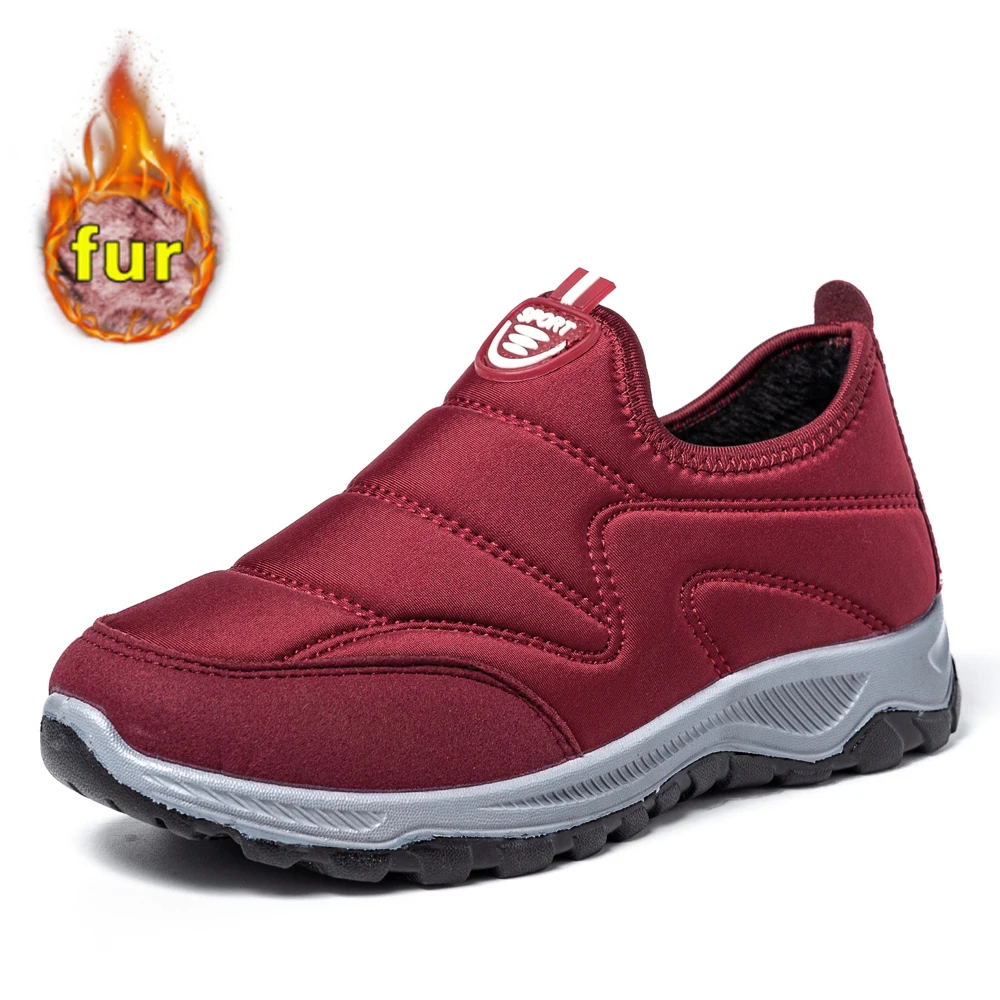 Winter snow boots men boots Winter Men Sneakers Warm Fur Ankel Boots Plush Snow Boots Plus Size Couple Non-Slip Casual Shoes