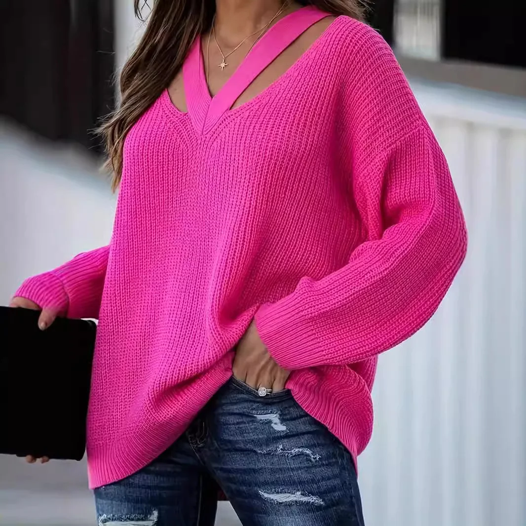 2025 New Solid Color Pullover V-Neck Beach Resort Elegant Long Dress Loose Sleeve Cardigan Casual Two Piece Se t