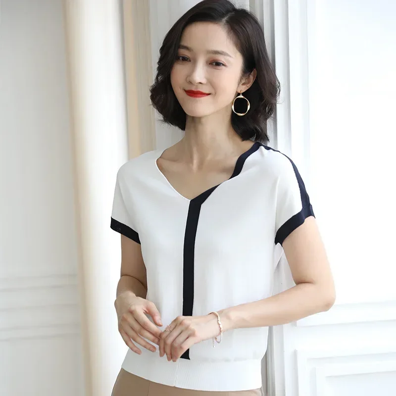 

Summer New T-shirt Pregnant 2022 Women's Sweater Pullover Loose Short black