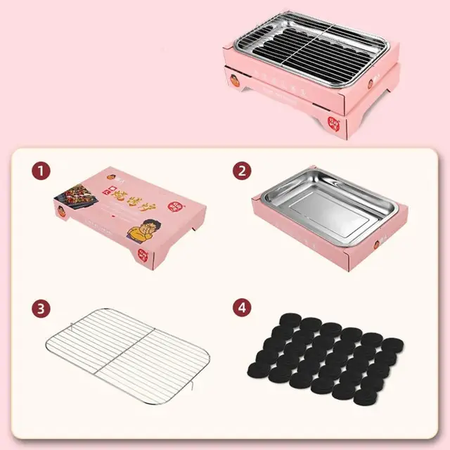 Hordozható Faszén Grill Eldobható Faszénrácsok Biológiailag Lebontható Szabadtéri - Image 2