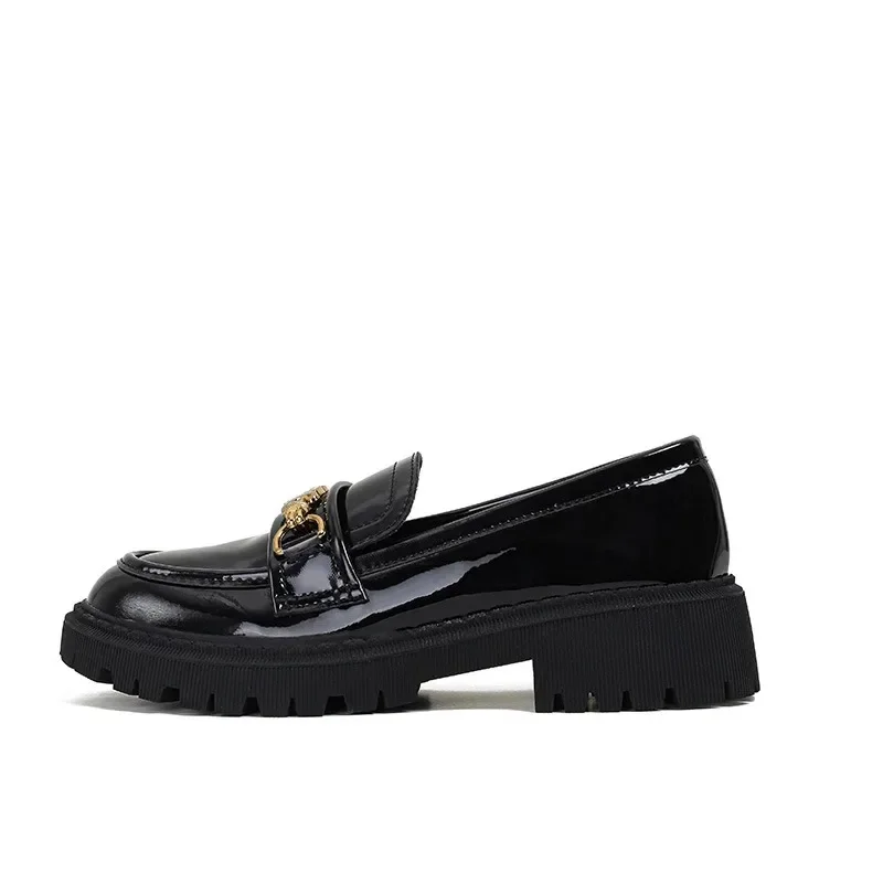 

2023 new Women's Loafers Thick Sole Thick Heel British Style Leather Shoes Large Size Women's Shoes Extra large Size 34-43