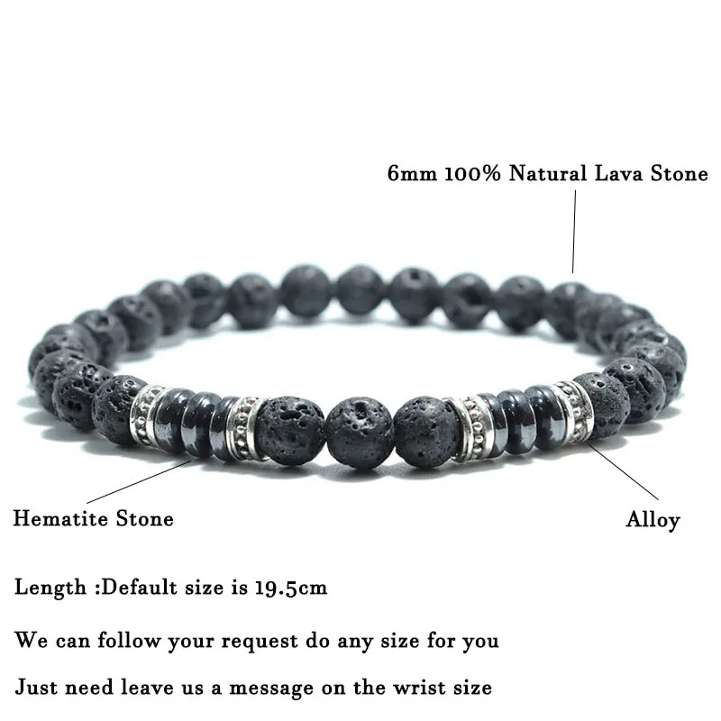 Mens Lava Rock Tiger Eyes Beaded Meditation Bracelet