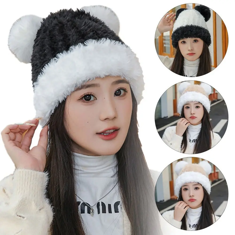 

Winter Warm Faux Fur Beanies Hat Cold Protection Cold-proof Thicken Furry Caps Knitted Cap Women Accessories