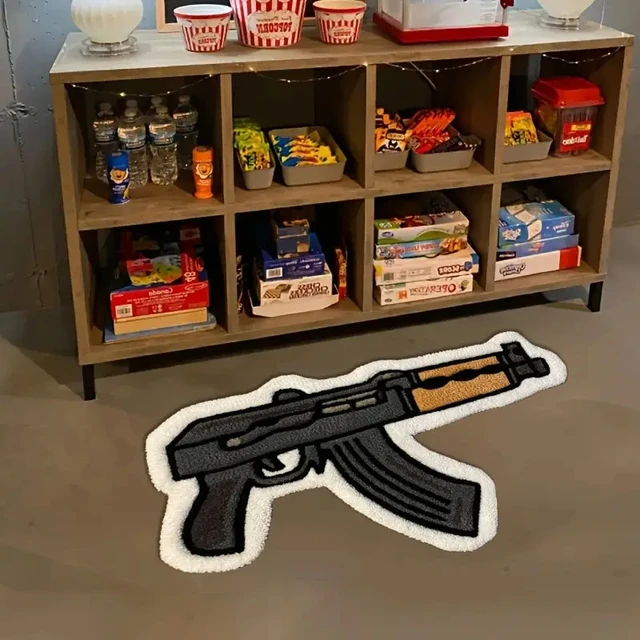 พรมลายปืนไรเฟิลดีไซน์สร้างสรรค์ของ VIKAMA, พรมปูพื้นห้องนั่งเล่นและห้องนอน, พรมตกแต่งห้องเด็กผู้ชาย, ของตกแต่งบ้านแบบนุ่มซักได้ 1