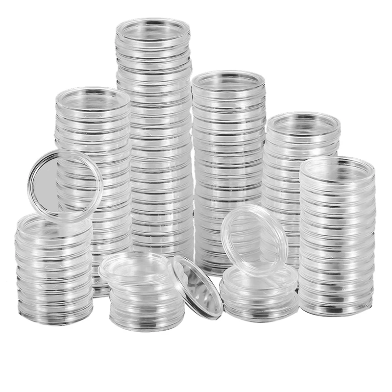 

200Pc/Set 45Mm Clear Round Plastic Coin Protector Storage Box Display Cases Coin Money Pence Holder Case Collectibles Gifts