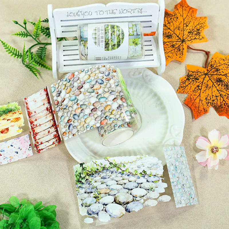70mm*200cm 빈티지 돌길 풍경 PET 테이프 크리에이티브 DIY 저널 재료 콜라주 스크랩북킹 문구류