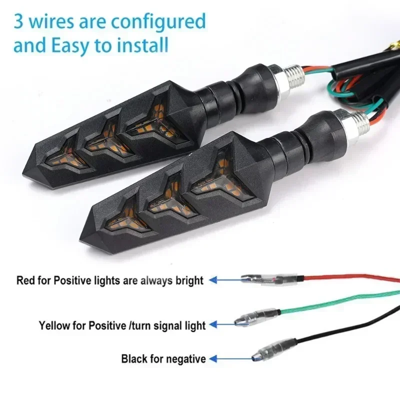 2PCS 12V LED Motorcycle Water Flowing Turn Signal Lights Indicator Lamp LED Daytime Running Light