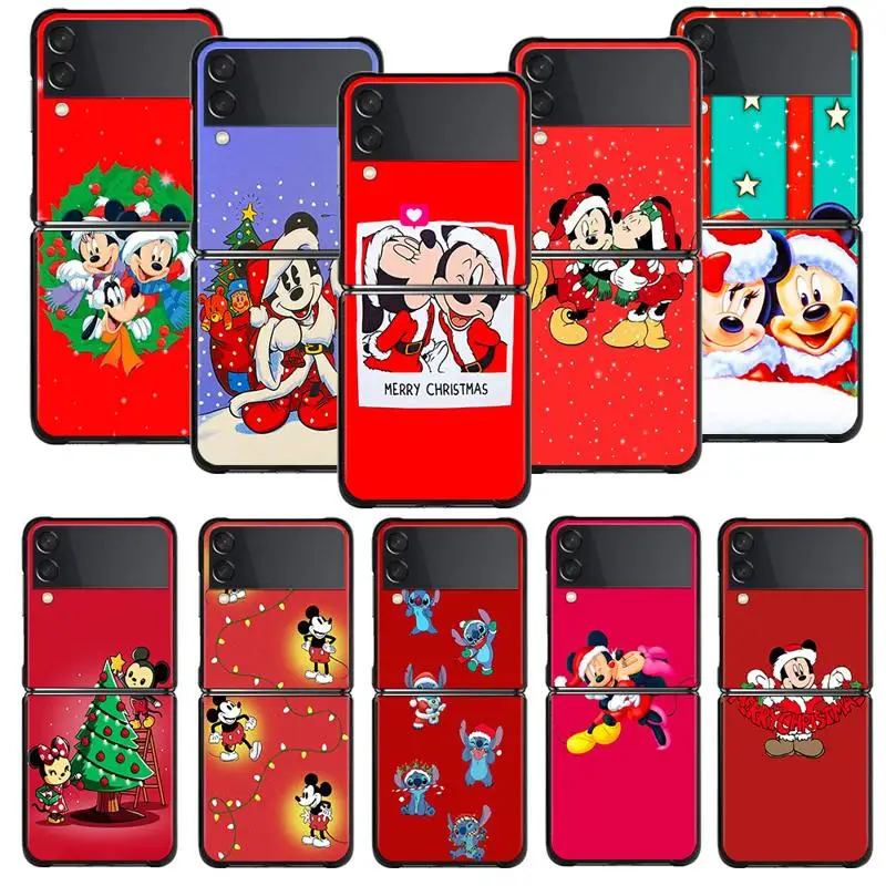 Custodia Per Samsung Galaxy Z Flip 5 Z Flip 4 Z Flip3 5G Shell Per Galaxy Z Flip Hard Cover Disney Red Christmas Mickey Minnie Funda
