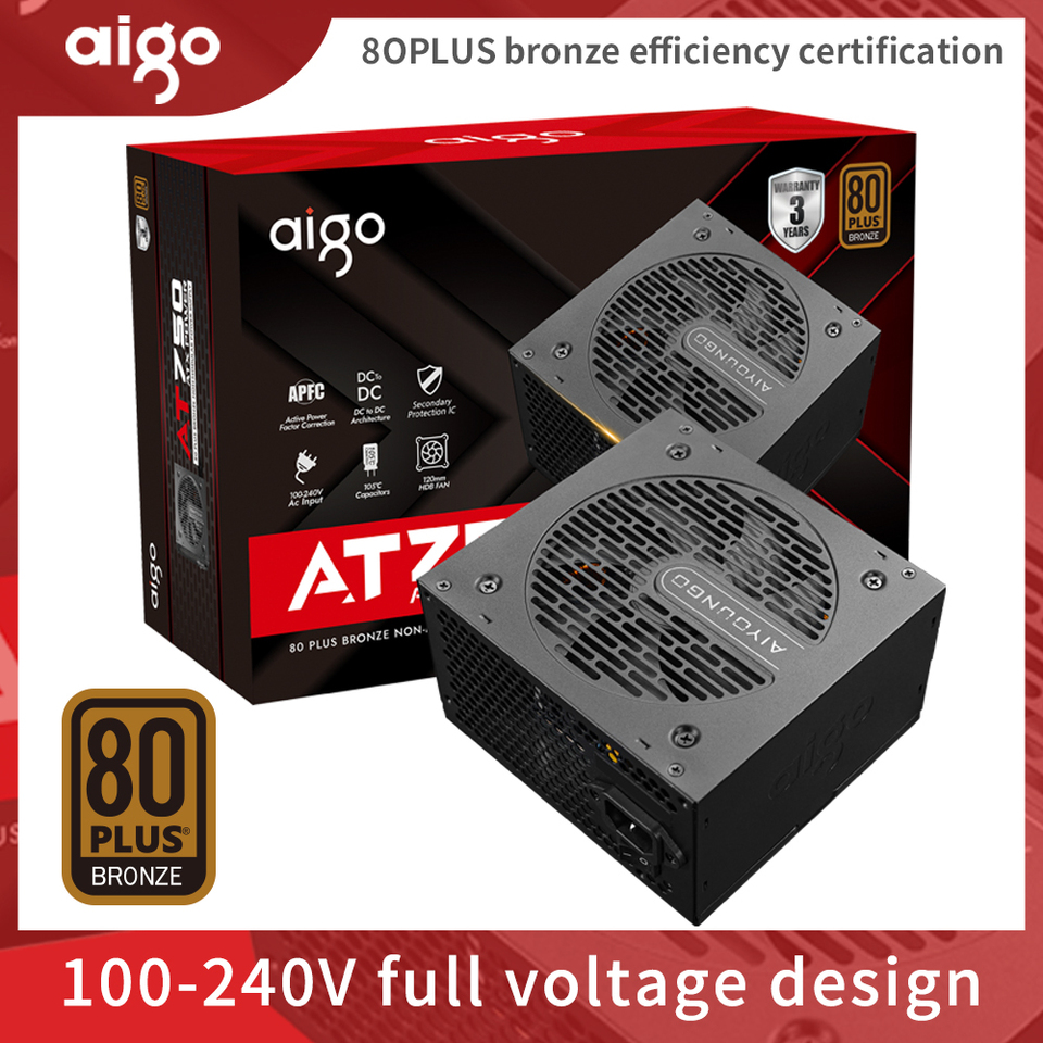 Aigo AT Power Supply PC Gamer 550W 650W 750W ATX Fonte 80 PLUS Bronze Certification 100-240V Diy Gaming Computer PSU For 14600kf