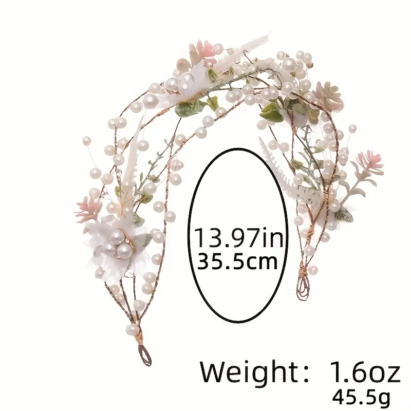 Pearl Flower Leaf Headband Hairband Tiara For Women Bride Wedding Bridal Hair Accessires Jewelry Band Headband