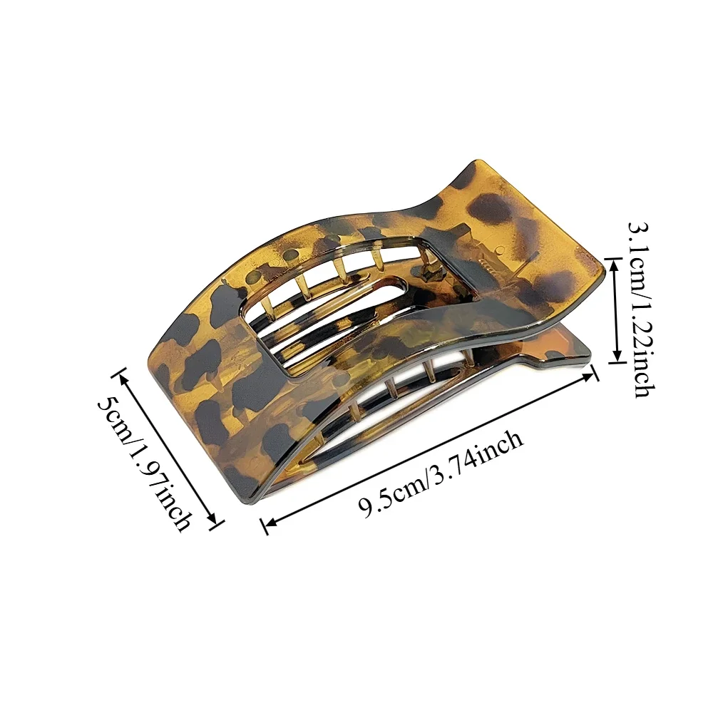 Elegant Matte Leopard Rectangle Hair Clips - Stylish Duckbill Claw Grip