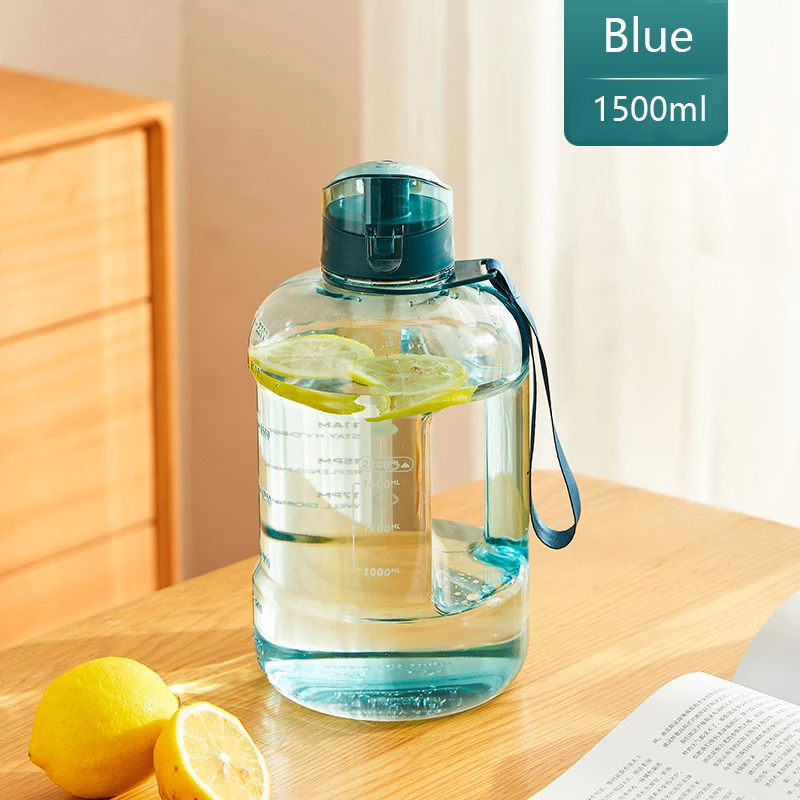 1.5L/2L sans BPA Sport bouteille bouilloire 1 Gallon grande capacité Tritan bouteille d'eau avec paille boisson bouteille d'eau tasse chaude