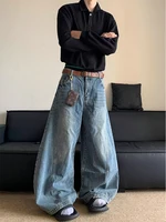 American Retro Washed Loose Straight Leg Jeans Men Trendy Brand Banana Wide Leg Pants Men Wide Leg Mop Pants 1