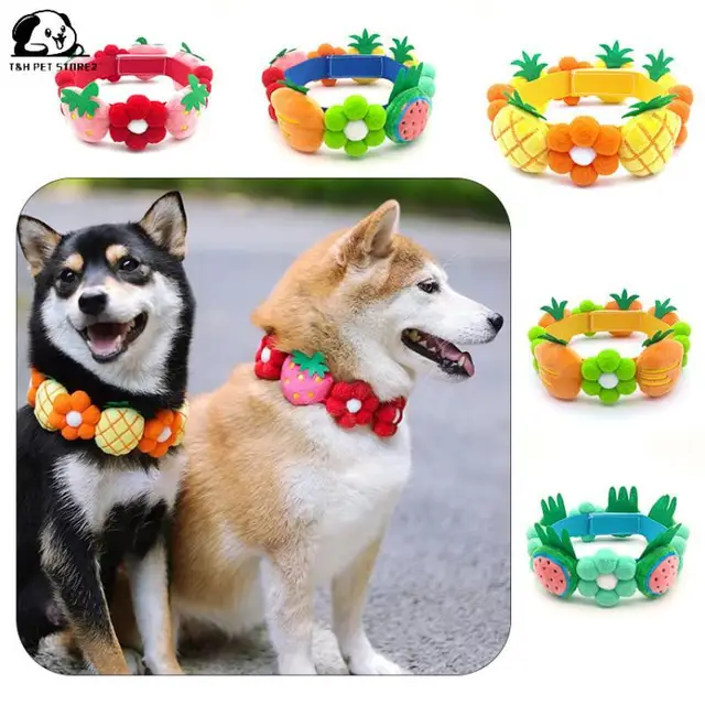 Dog Fruit Strawberry Flower Pattern Decorative Collar: Fashionable and Functional Pet Accessory