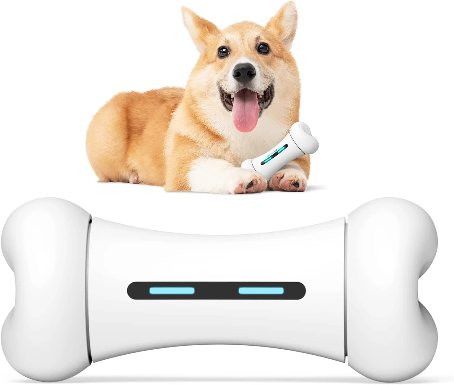 

ATUBAN Wickedbone Smart Interactive Dog Toy, Automatic Moving Toy Bone Shape, App Remote Control Pet Toy for Dog Puppy, White